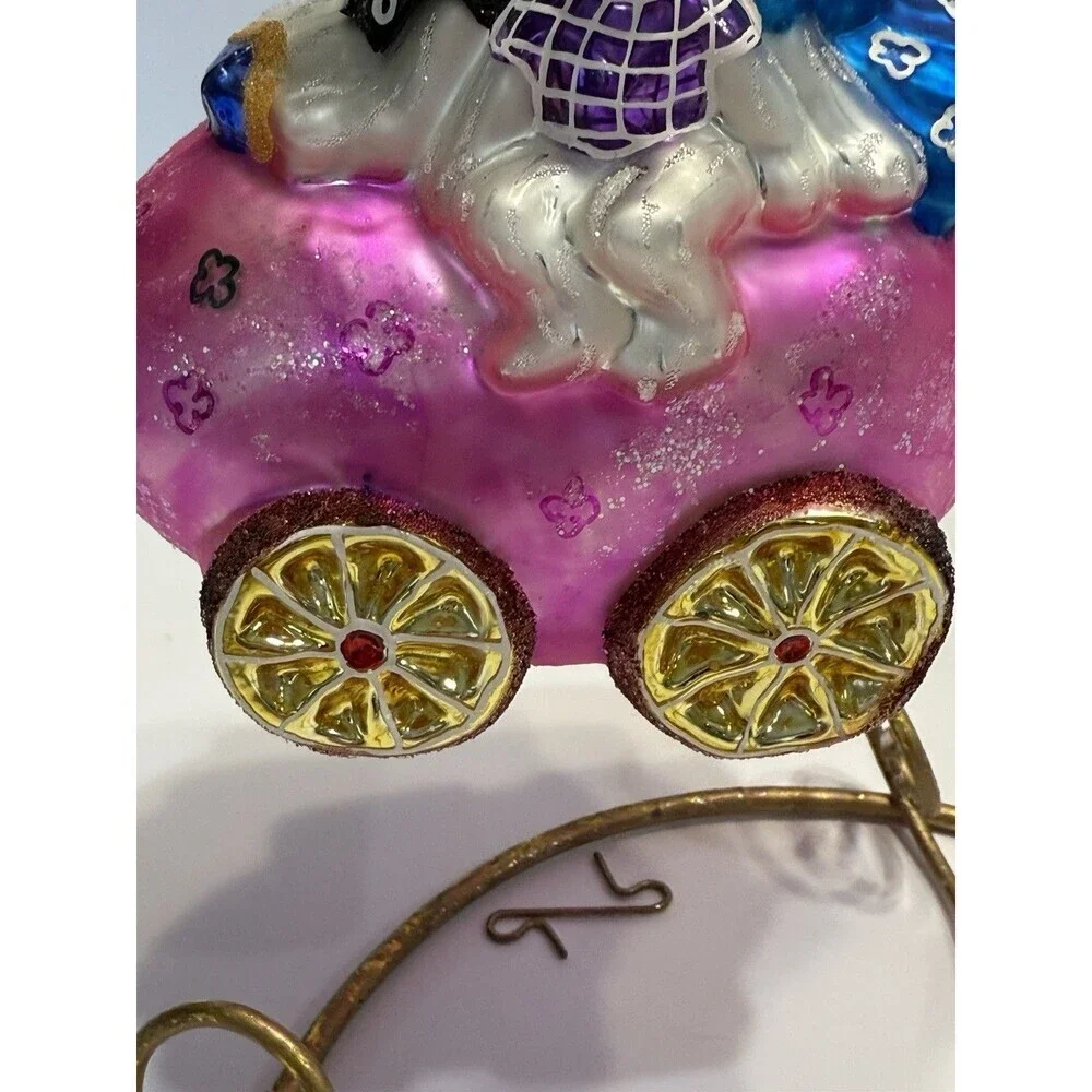 1997 Christopher Radko Glass BUNMOBILE Bunny & Easter Egg Car Christmas Ornament